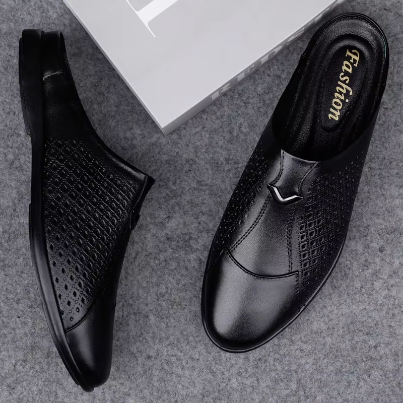 Mocassins d'été en cuir pour hommes, chaussures de conduite, mules, tennis, blanc, 2024