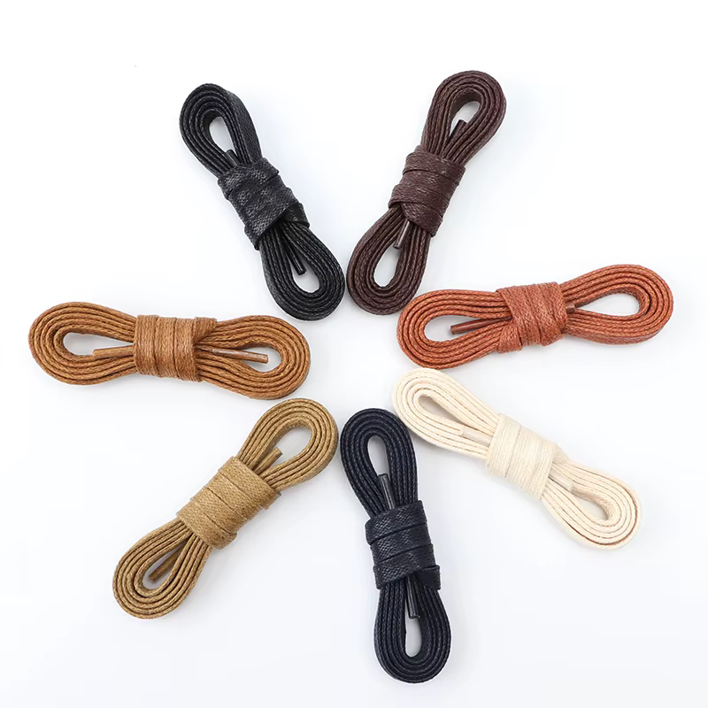 Lacets Lumineux Plats Imperméables en Cuir Ciré, Accessoires Décontractés pour Bottes Unisexes, Long