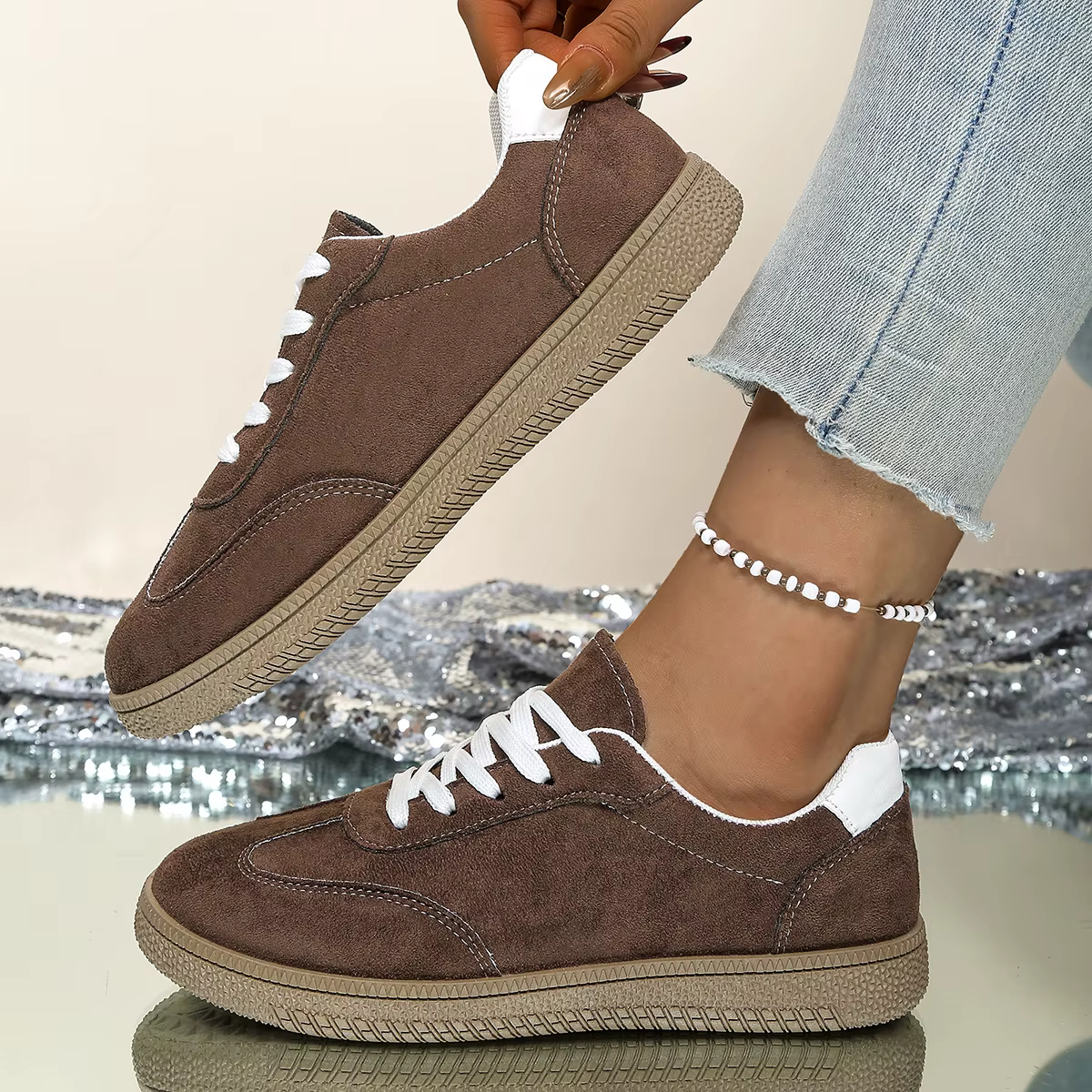 Chaussures de sport rétro polyvalentes et confortables pour femmes, respirantes, à semelle plate, dé