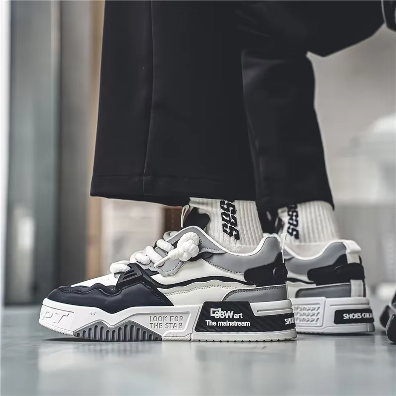 Chaussures de skate tendance pour hommes, baskets confortables et antidérapantes à lacets décontract