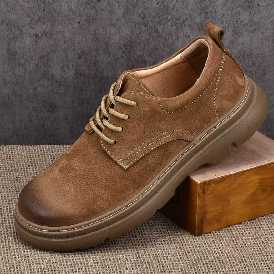 LIHUAMAO daim chaussures en cuir de vache sans lacet mocassins hommes chaussures décontracté plate-f