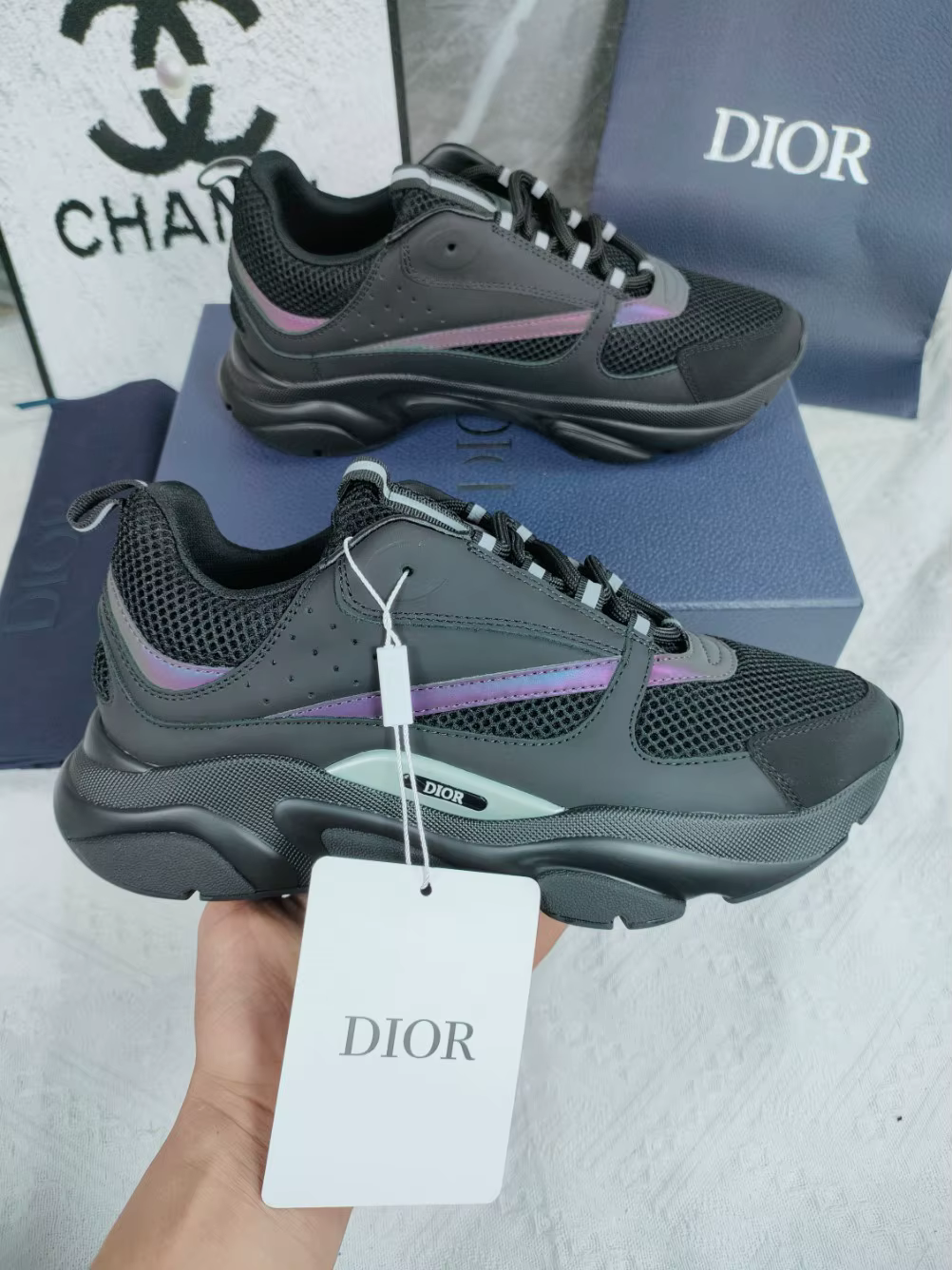 Chaussures de sport pour hommes, version haute B22, en cuir de vachette, légères, respirantes, avec 