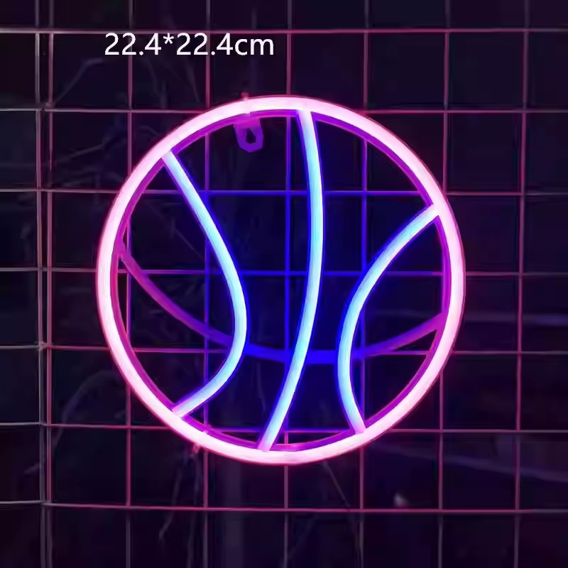 Panneau néon en forme de panier de basket-ball, lumière LED USB, décoration murale pour salle de jeu