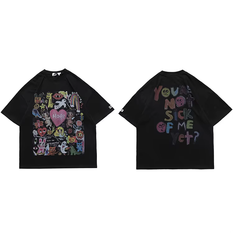 T-Shirt manches courtes en coton pour homme, surdimensionné, Hip Hop, Streetwear, peinture de lettre
