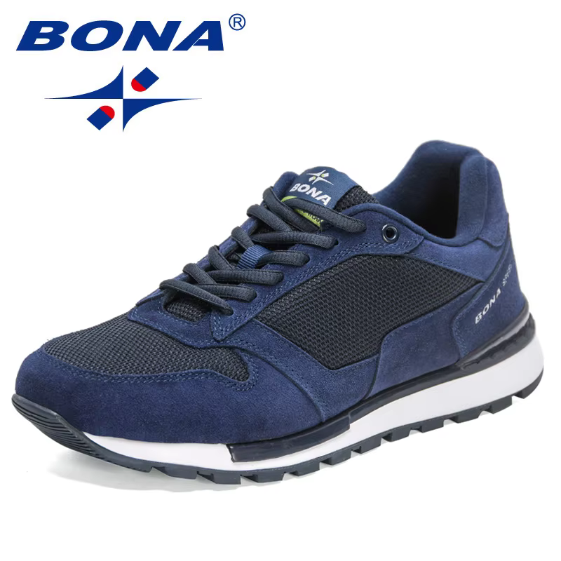 BONA-Chaussures de marche en daim pour hommes, baskets d'extérieur confortables, décontractées, de n