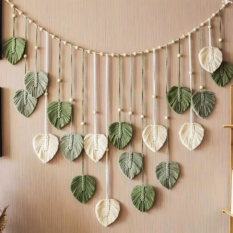 Tenture murale à feuilles tissées de style bohème, style campagnard bohème parfait pour décorer les 