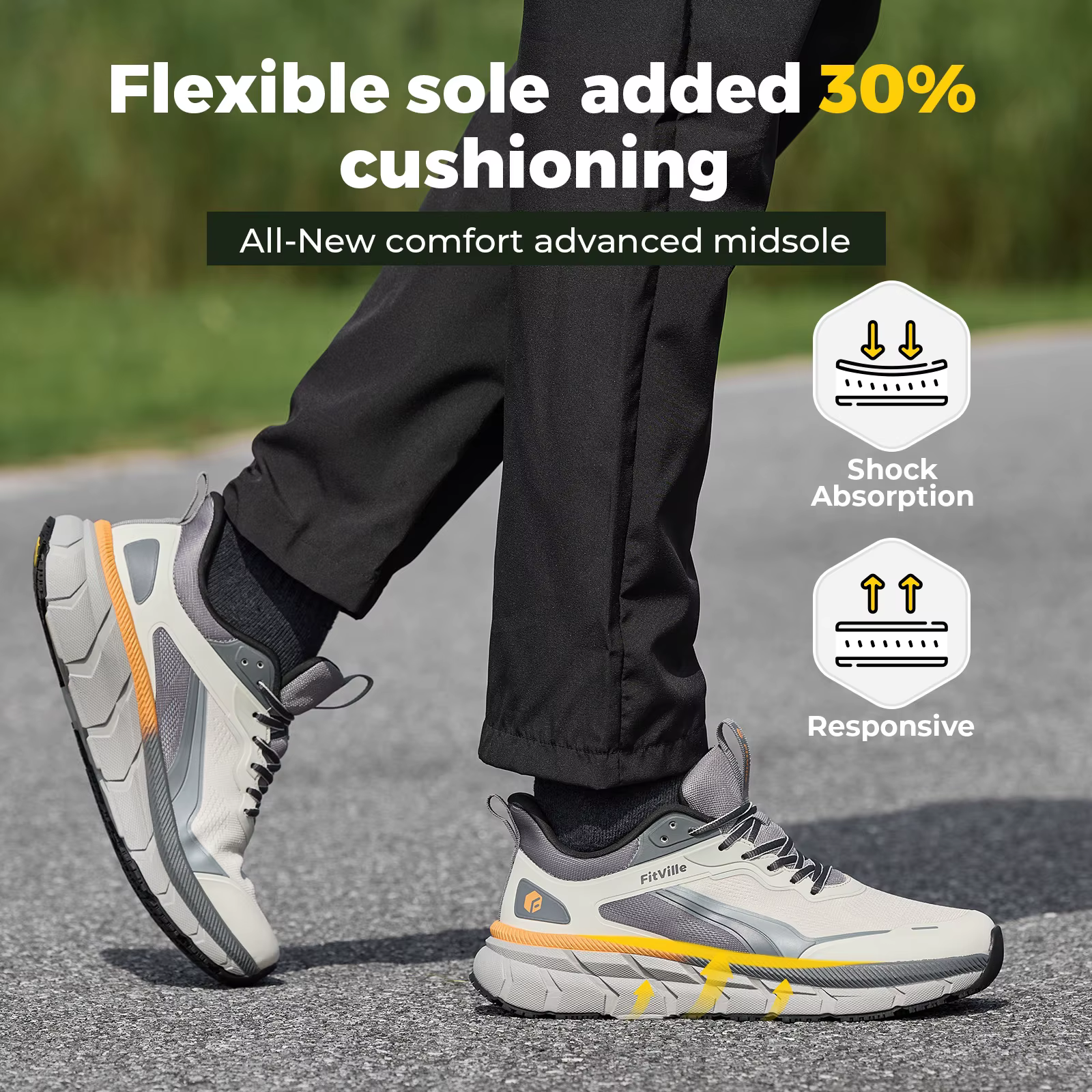 Fittington chaussures de marche larges pour hommes chaussures de course légères chaussures à bout la