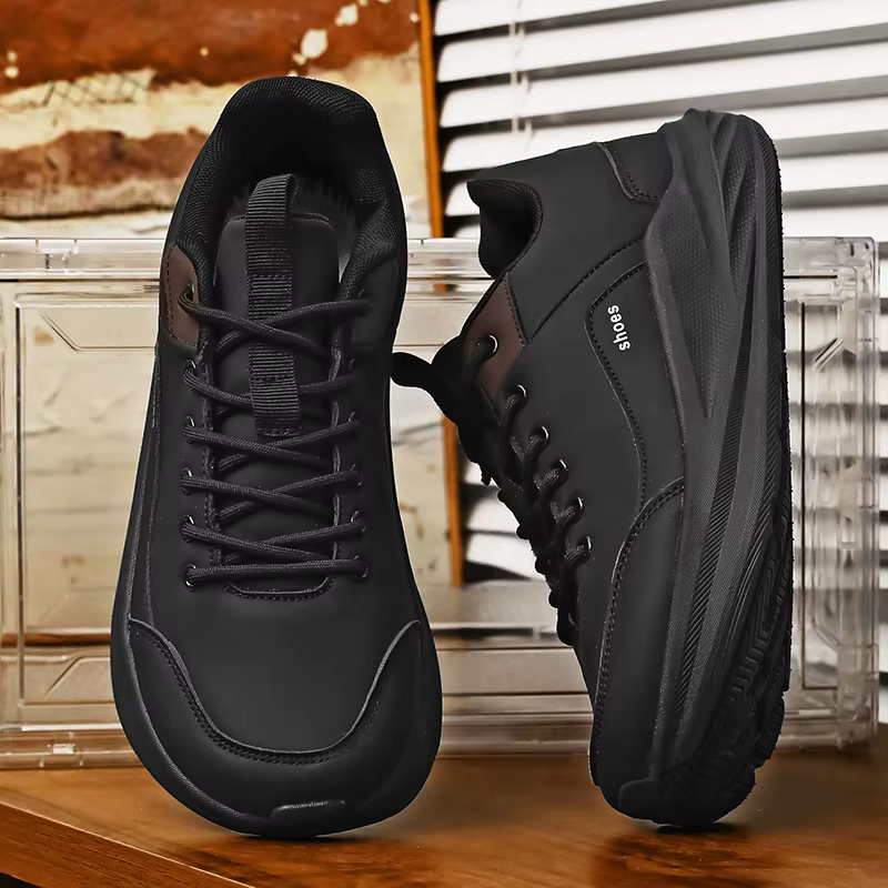 Chaussures larges en cuir pour hommes, automne et hiver, grande taille, noires, semelle épaisse, 4E 