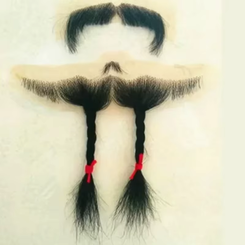 Accessoires de Cosplay Anime, barbe noire, moustache, petite tresse, accessoire de fête de film sur