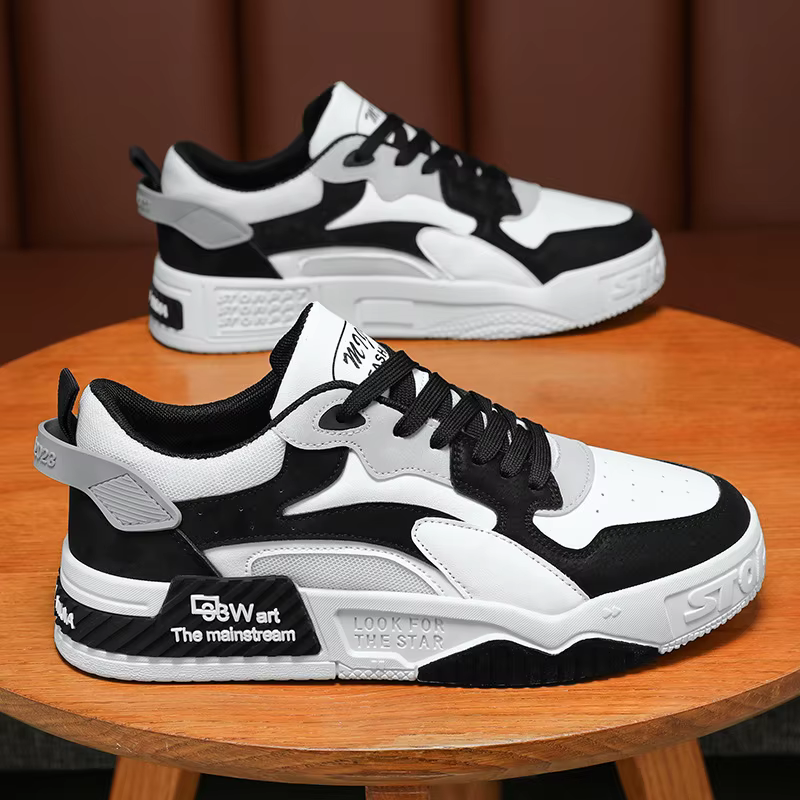 Baskets confortables à plateforme pour hommes, chaussures vulcanisées à lacets, tendance, blanches,