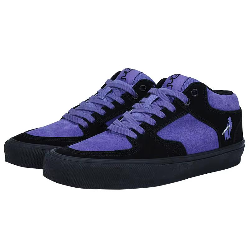 Goluck violet chaussures de skateboard pour hommes athlétique Sneaker mi-haut anti-dérapant décontracté en cuir souple à lacets respirant Tennis