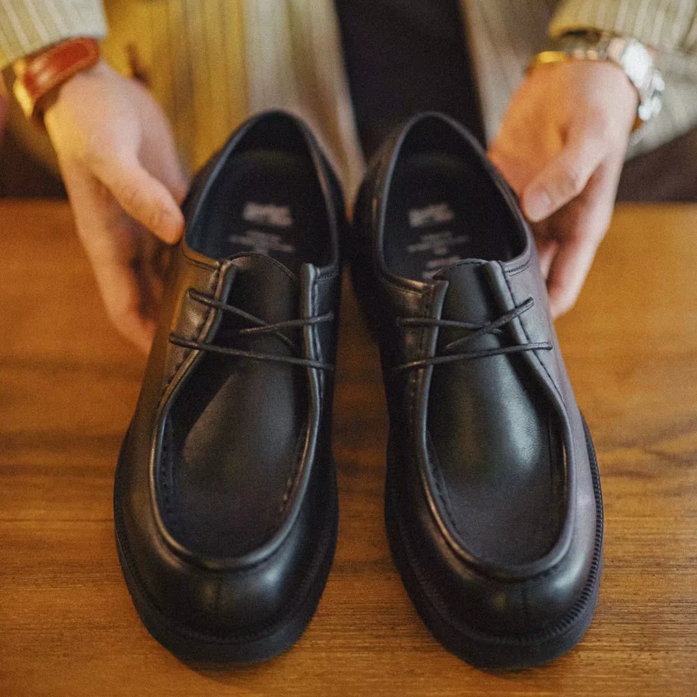 Chaussures Derby vintage noires pour hommes Maden