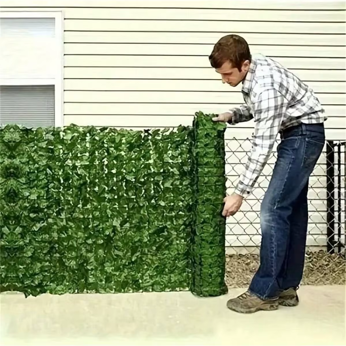 Écran mural de clôture de confidentialité de lierre artificiel, fond en plastique vert résistant aux UV pour Patio, balcon, jardin, arrière-cour, intérieur et extérieur