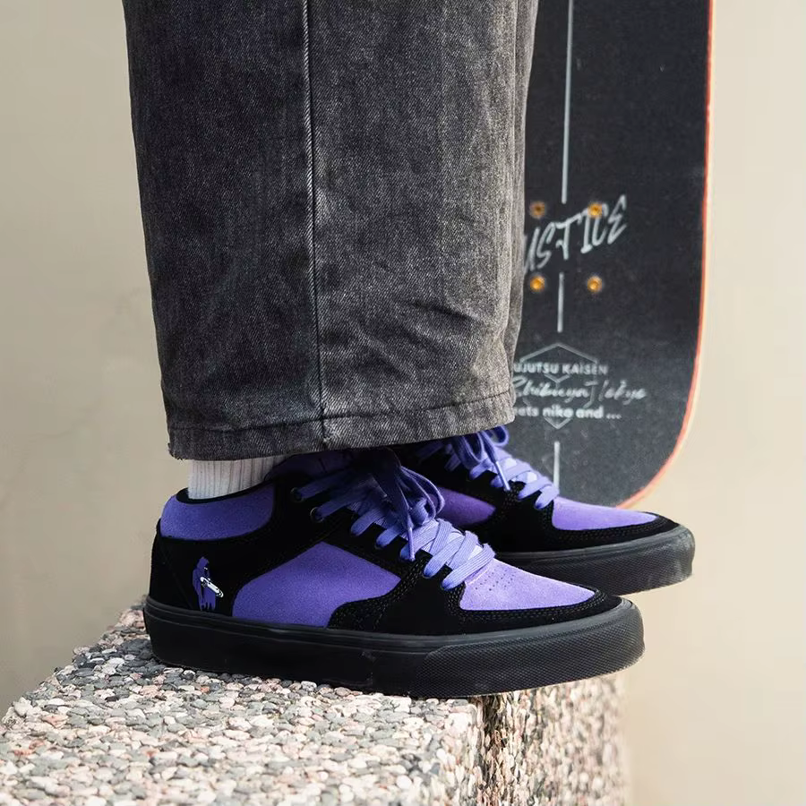 Goluck violet chaussures de skateboard pour hommes athlétique Sneaker mi-haut anti-dérapant décontracté en cuir souple à lacets respirant Tennis