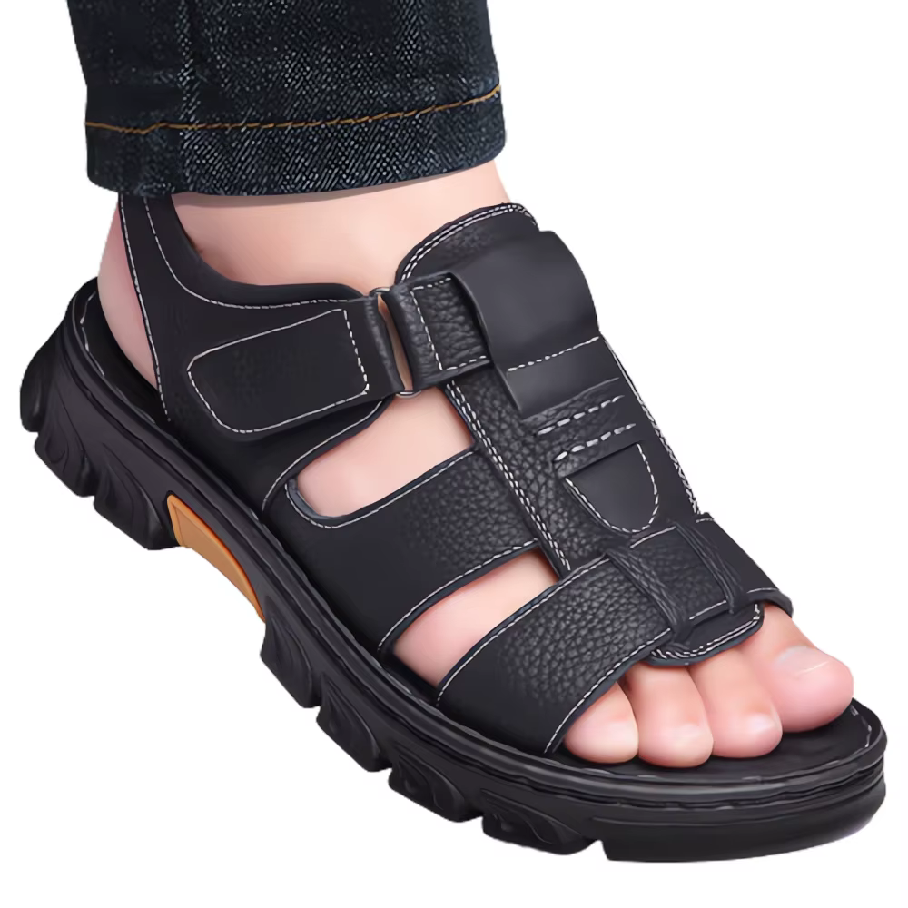 Loveontop sandales hommes nouvelles chaussures de plage pantoufles en peau de vache en plein air antidérapant