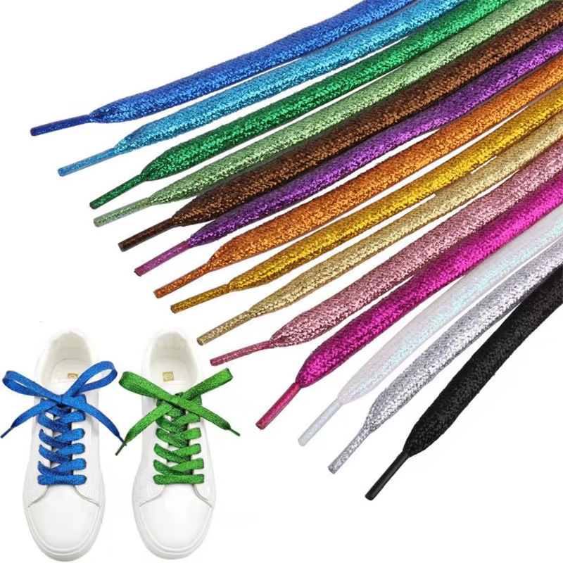 Lacets de baskets blancs à paillettes