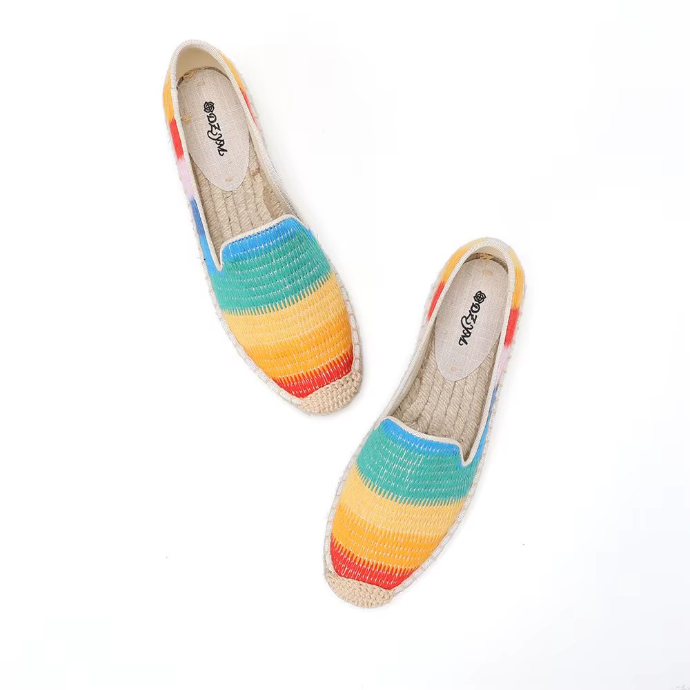 Soldes : Chaussures pour femme - Ballerines en toile à enfiler décontractées à bout rond