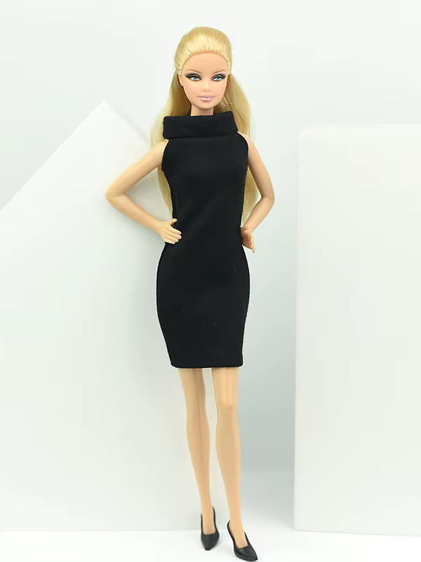 Petite robe noire à la mode pour poupée Barbie, tenues une pièce, robes de soirée, vêtements pour maison de poupée Barbie 1/6 BJD