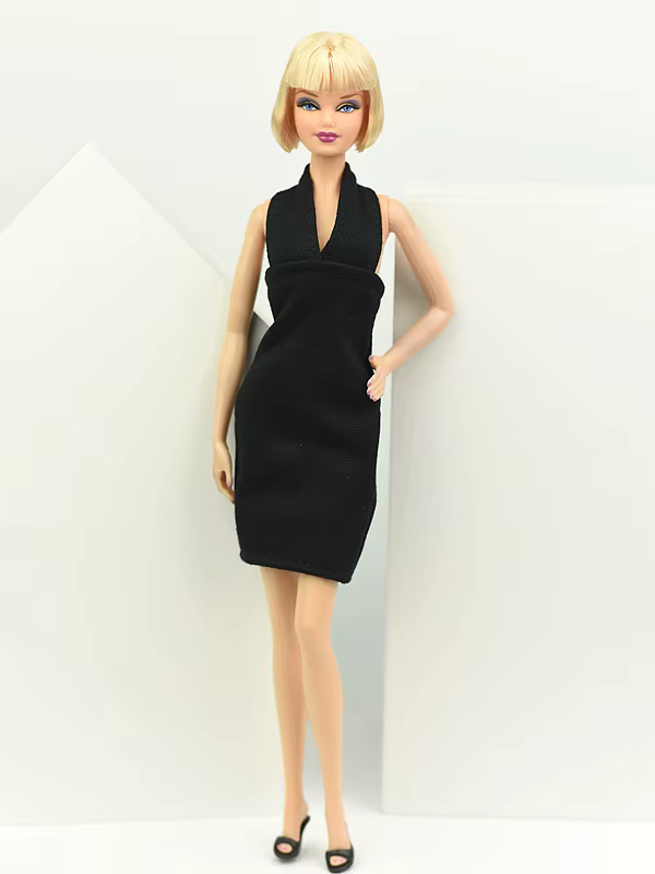 Petite robe noire à la mode pour poupée Barbie, tenues une pièce, robes de soirée, vêtements pour maison de poupée Barbie 1/6 BJD