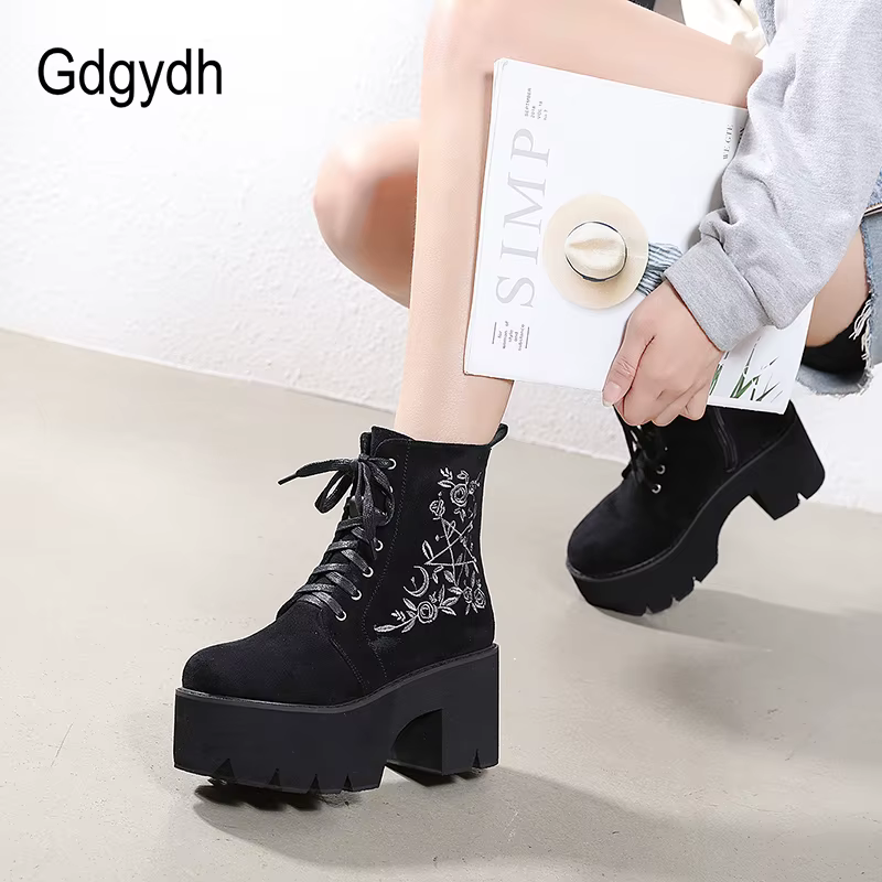 Gdgydh – Bottes à Plateforme en Cuir Suédé pour Femme