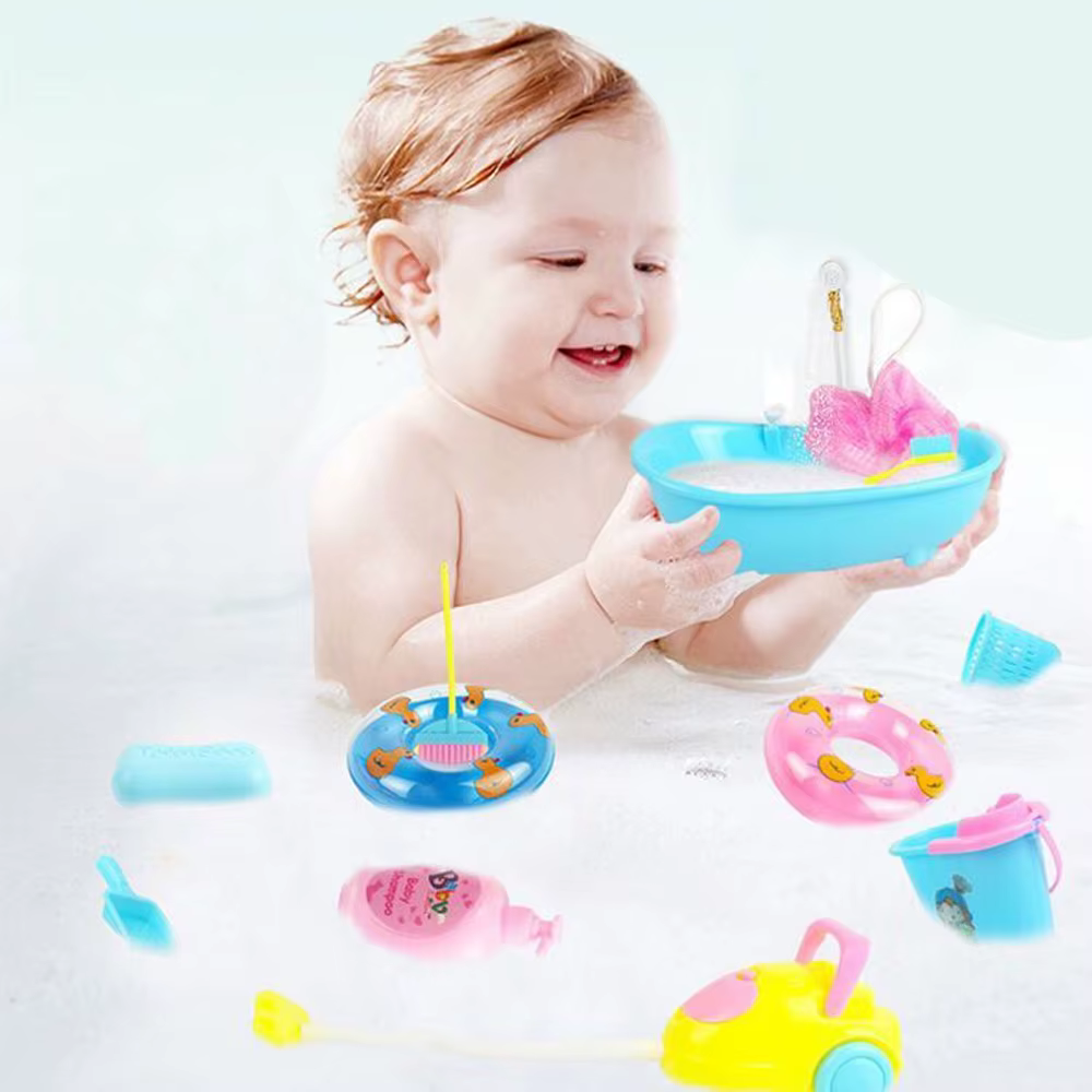 Pour Barbie poupée accessoires enfants jouer maison miniature salle de bain bain électrique pulvérisation baignoire jouet meubles