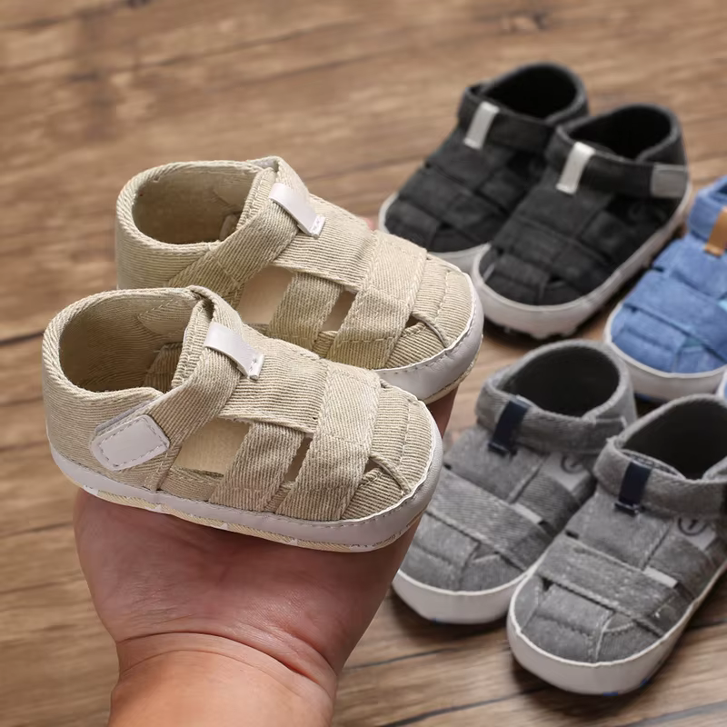 Chaussures en toile coordonnantes à semelle souple pour bébé garçon et fille