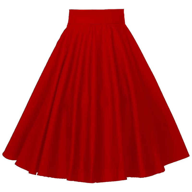 Jupes mi-longues en coton pour danse Rockabilly, vêtements de fête pour femmes, tenue de Club, cercle complet, Long patineur, noir, rouge, années 1950, 4xl, 2025