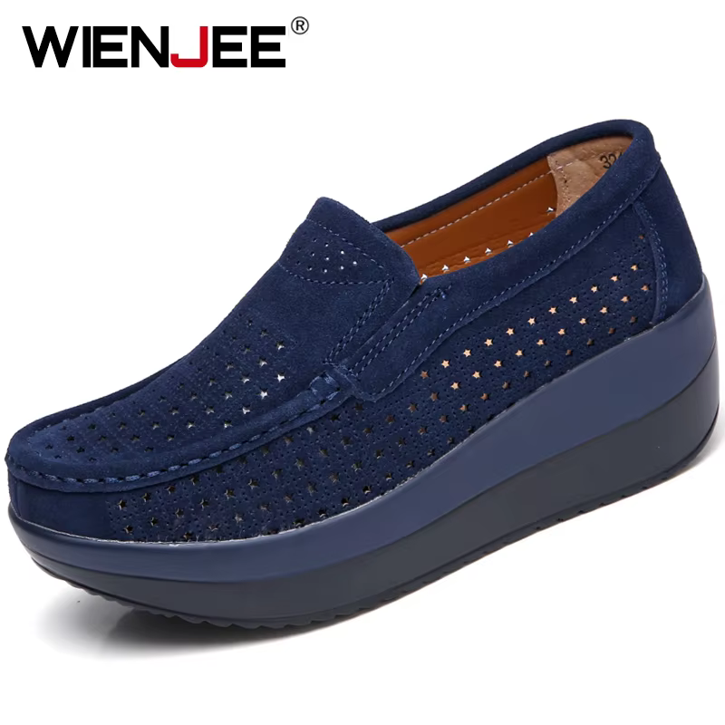 WIENGuitar-Baskets plates en cuir suédé pour femmes