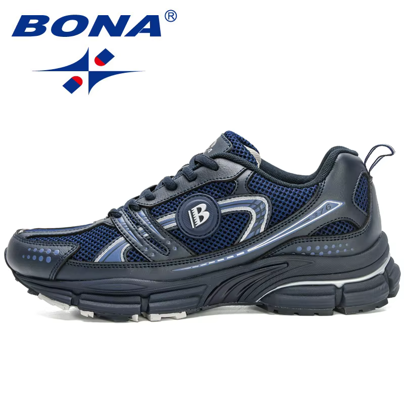BONA nouveaux créateurs chaussures de course à la mode pour hommes respirant marche chaussure de sport homme Jogging