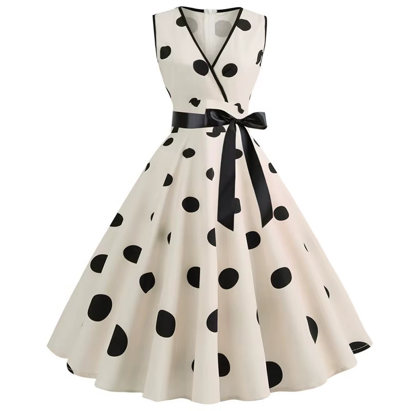 Femme robes rétro Audrey Hepburn années 1950 60 Rockabilly à pois nœud Pinup balle cultivée Robe de soirée robes