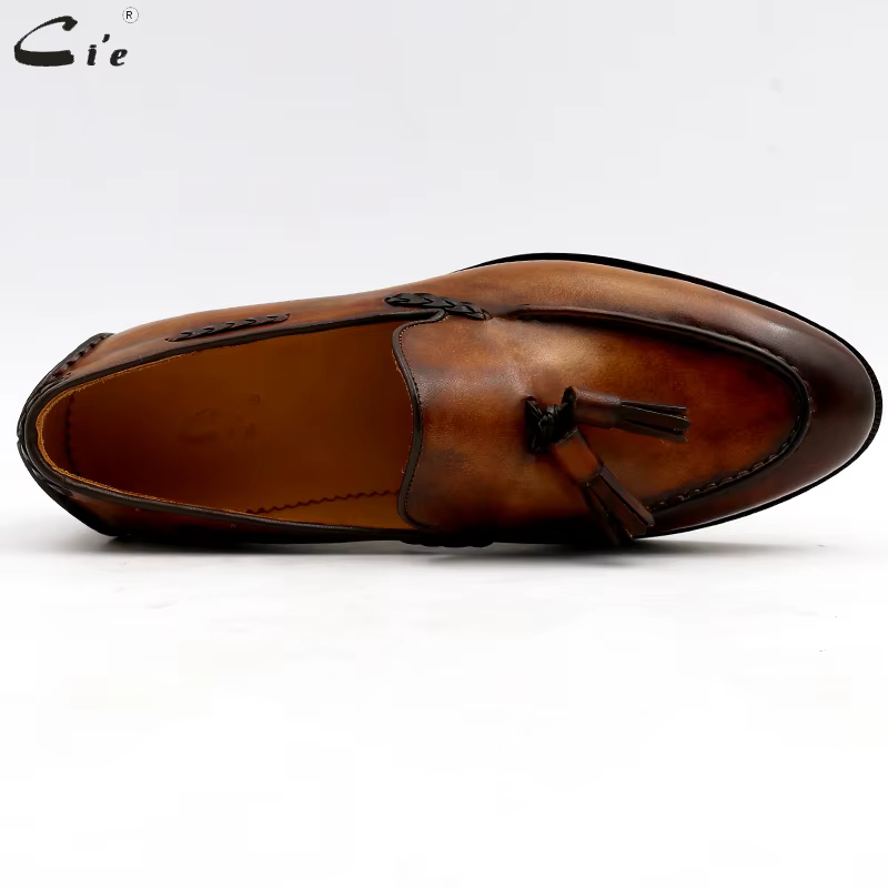 Cie-Mocassins ronds en cuir véritable pur pour hommes