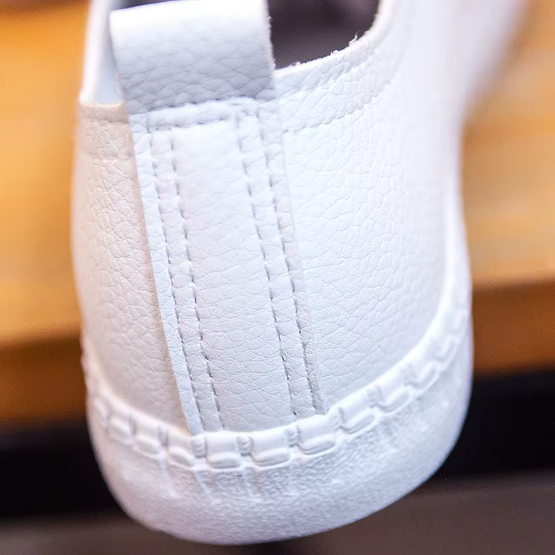 Femmes baskets blanches couleur unie Style de base tout Match dame chaussures talon plat en cuir souple à lacets bonne qualité filles chaussure noir