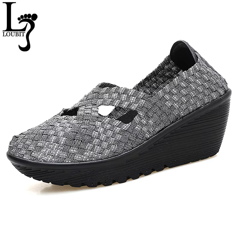 Chaussures à plateforme tissées à la main pour femmes