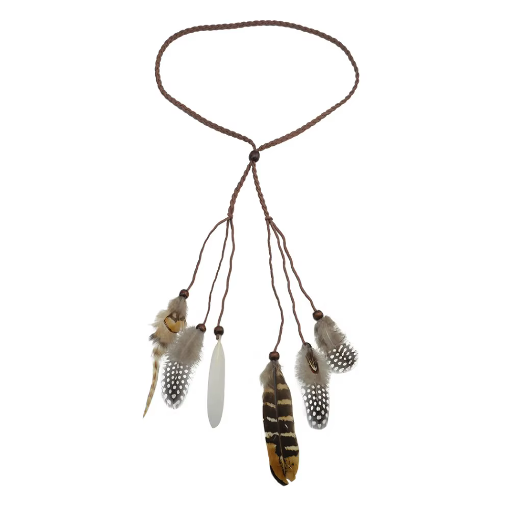 Bandeau de Sauna en Plumes de Style Boho, Coiffe, Cheveux Tribaux, Corde, Pièces de Sauna, Hiphelicopter, ix, Bijoux Indiens, Mode Gitane