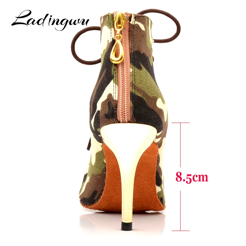 Ladingwu nouvelle marque chaussures de danse latine Camouflage toile bottes