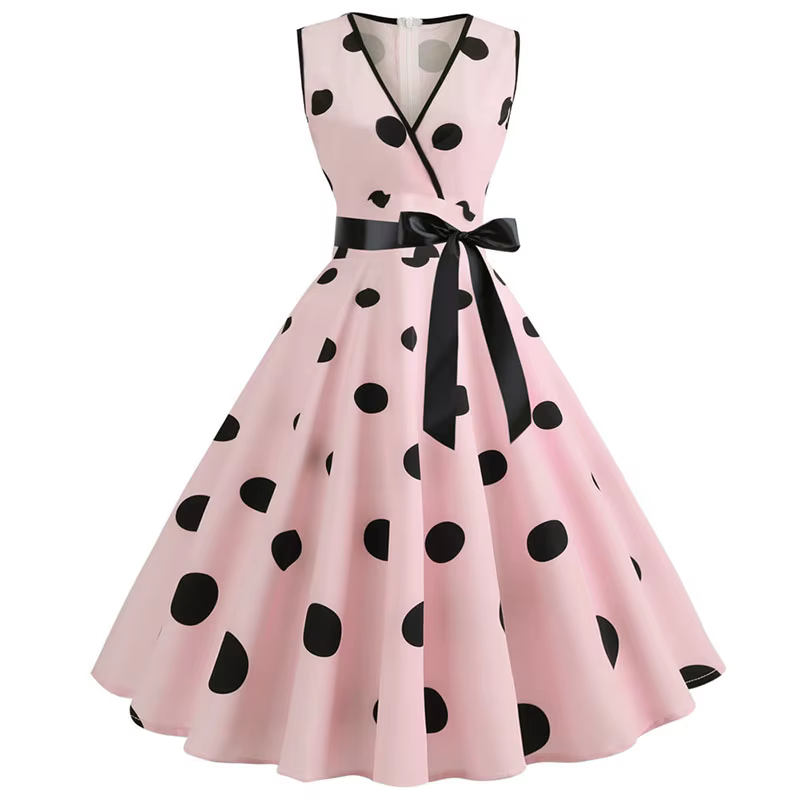 Femme robes rétro Audrey Hepburn années 1950 60 Rockabilly à pois nœud Pinup balle cultivée Robe de soirée robes