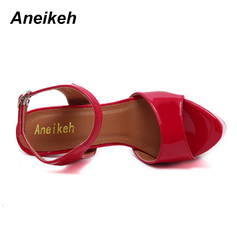 Aneikeh grande chaussure taille 41 42 43 44 45 46 sandales à talons hauts été Sexy bout ouvert robe de soirée 16CM plate-forme gladiateur femmes pompes