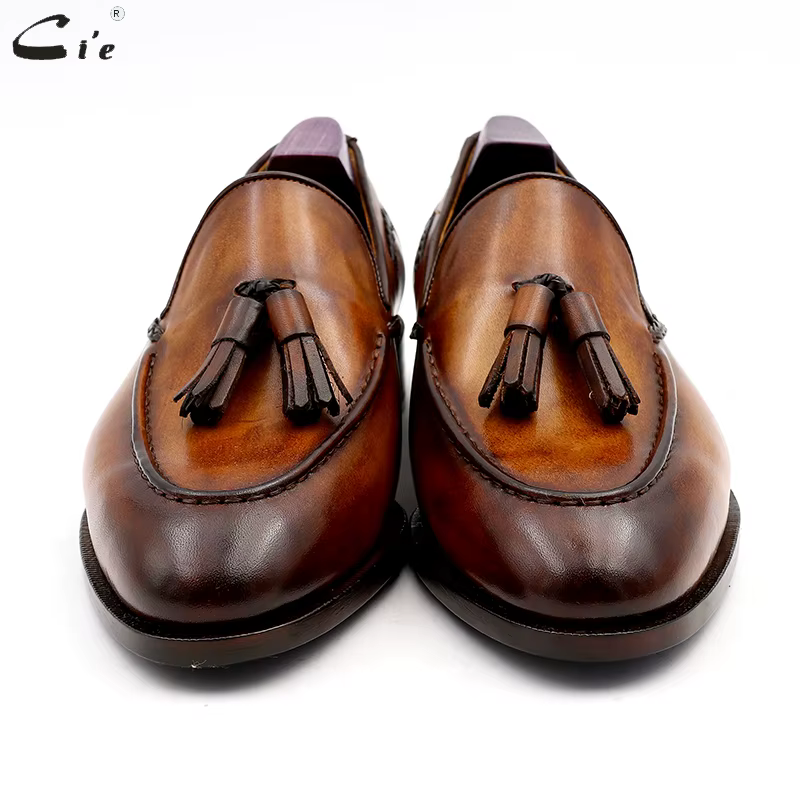 Cie-Mocassins ronds en cuir véritable pur pour hommes