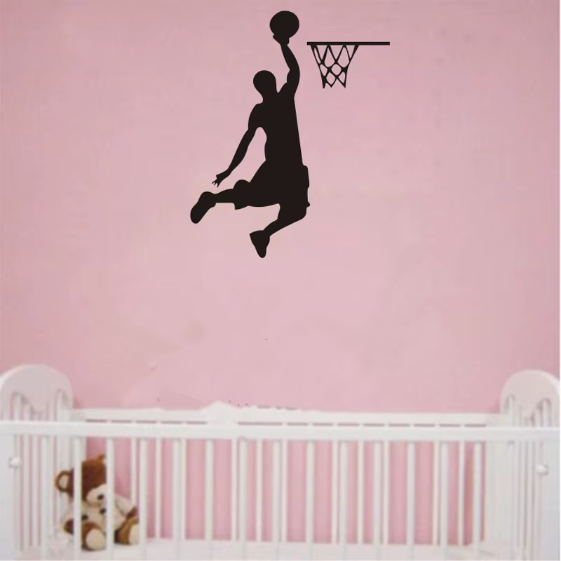 Autocollant mural Dunk de joueur de basket-ball de dessin animé