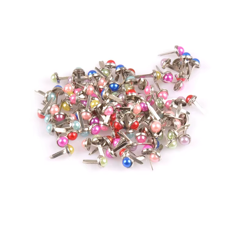 Accessoires de Scrapbooking, perles rondes mixtes, artisanat en métal, fixation d'embellissement, décoration Brads, 50 pièces, C1901