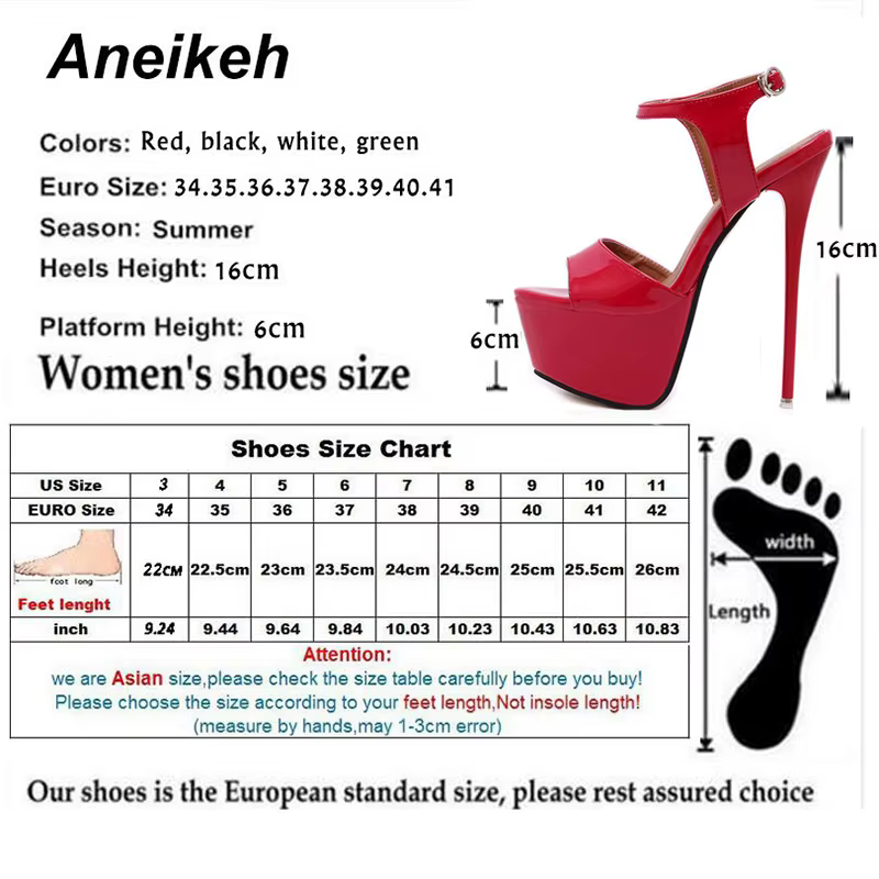 Aneikeh grande chaussure taille 41 42 43 44 45 46 sandales à talons hauts été Sexy bout ouvert robe de soirée 16CM plate-forme gladiateur femmes pompes