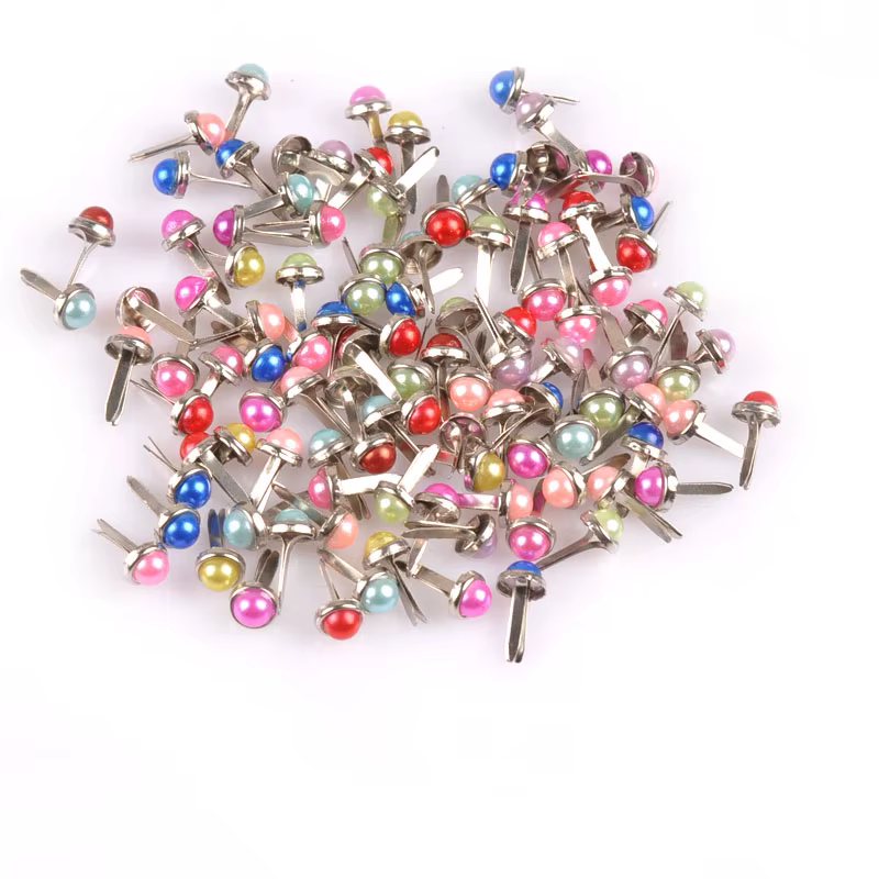 Accessoires de Scrapbooking, perles rondes mixtes, artisanat en métal, fixation d'embellissement, décoration Brads, 50 pièces, C1901