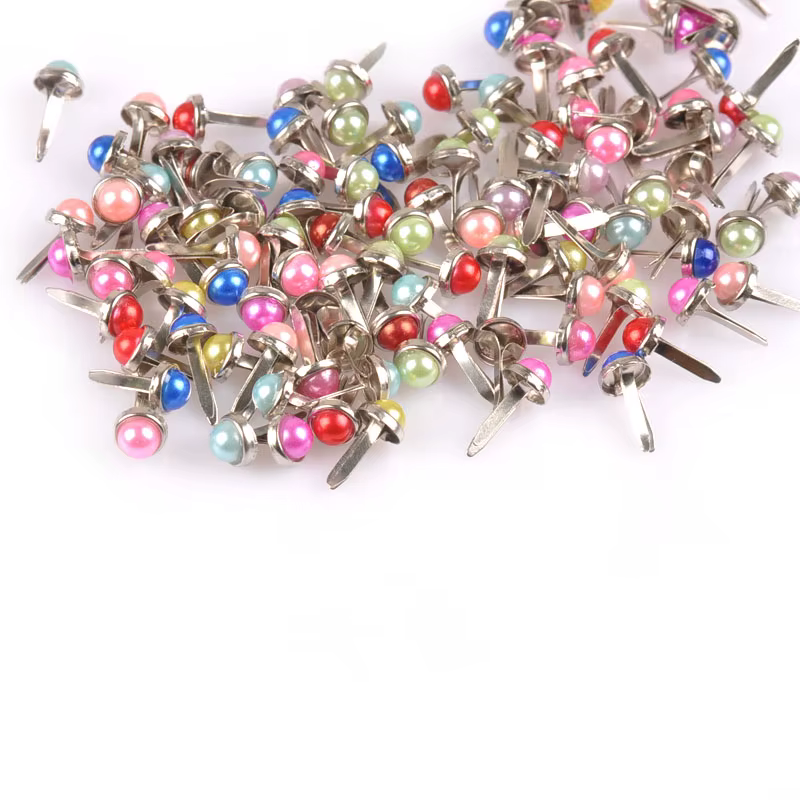 Accessoires de Scrapbooking, perles rondes mixtes, artisanat en métal, fixation d'embellissement, décoration Brads, 50 pièces, C1901