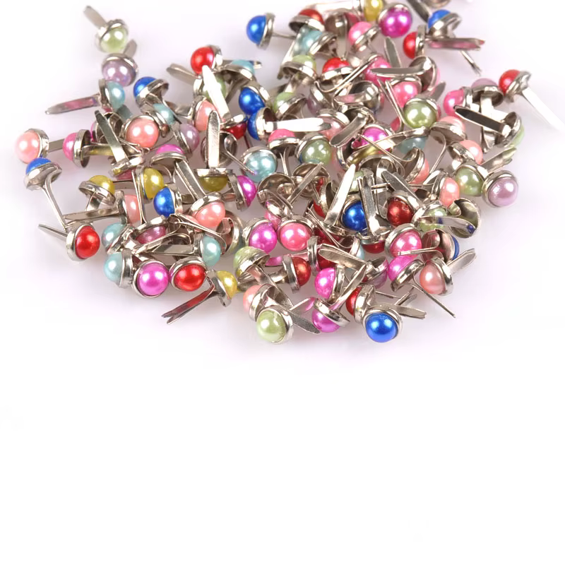 Accessoires de Scrapbooking, perles rondes mixtes, artisanat en métal, fixation d'embellissement, décoration Brads, 50 pièces, C1901
