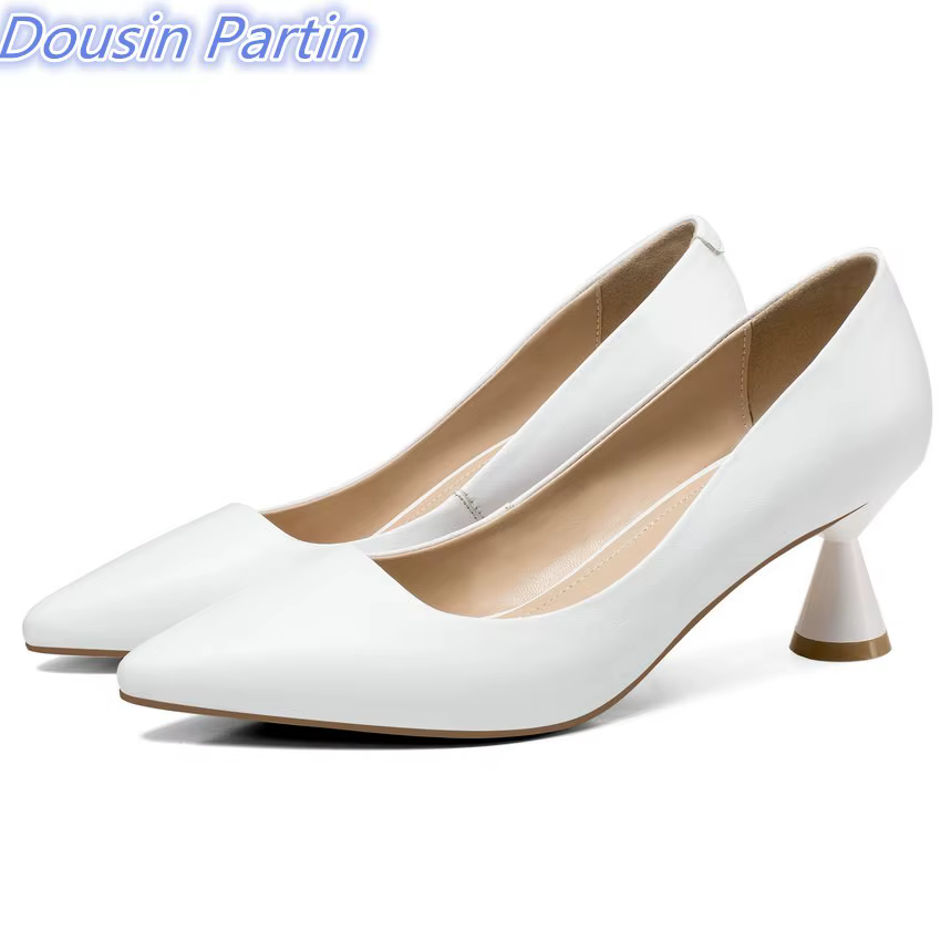 Douain partin 2019 nouvelle mode femmes chaussures plate-forme bout pointu en cuir de vache + pu tout Match talon étrange décontracté dames pompes