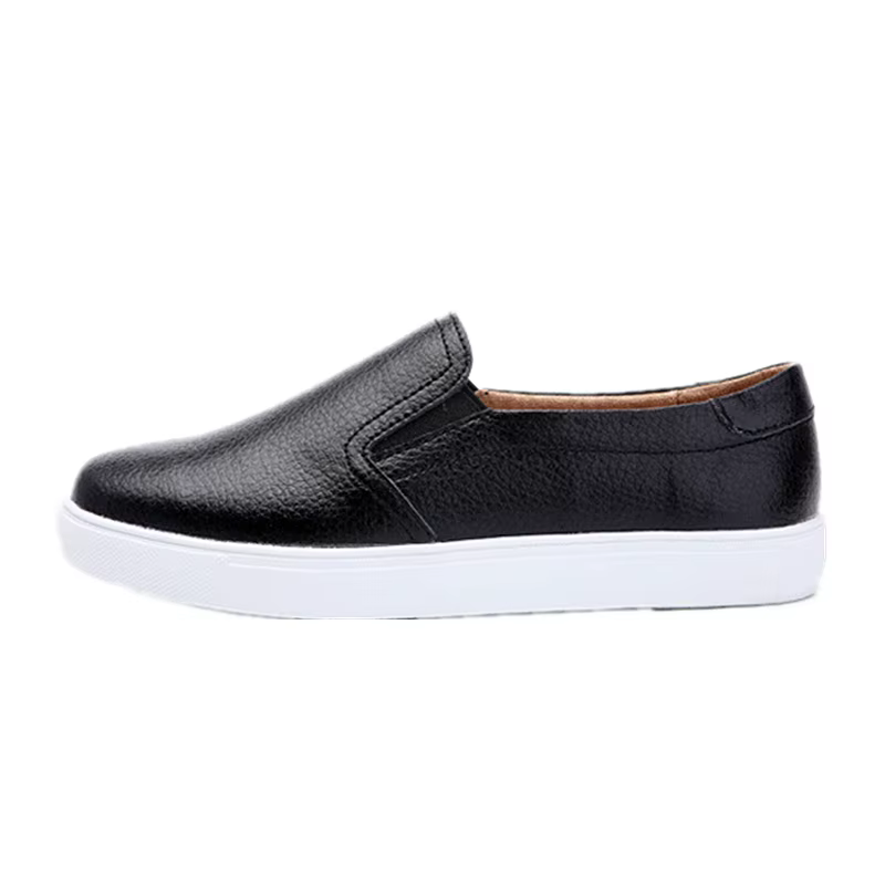 WOIZGIC Femmes Dames Femme Gril Cuir group Blanc Chaussures Plates Platforn Sneakers Slip On Soft Fellow Canized