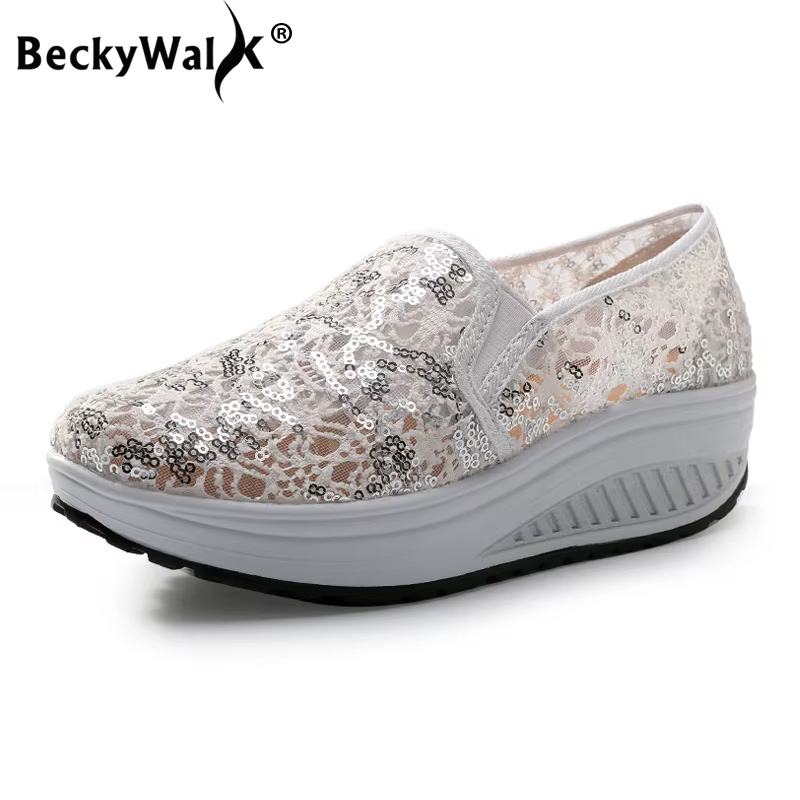 BeckyWalk-Baskets Plates à Plateforme pour Femme
