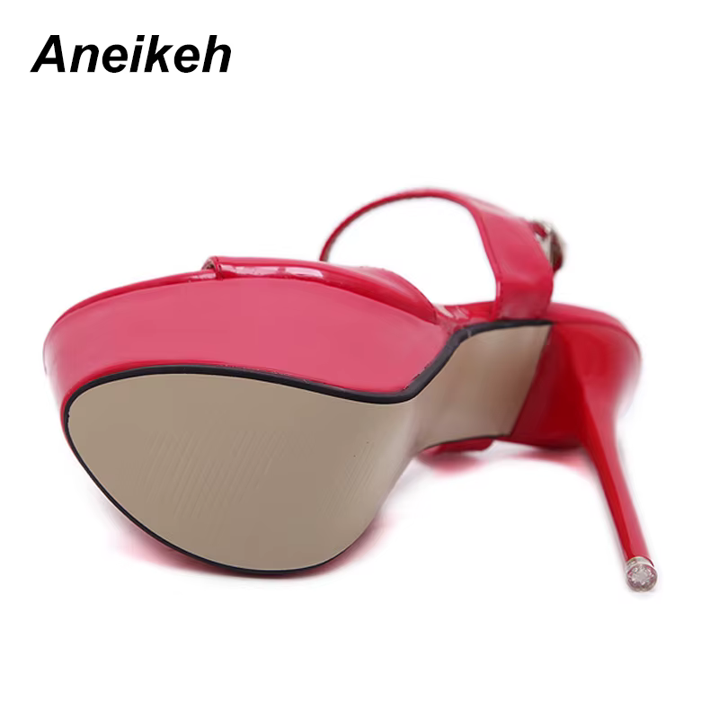 Aneikeh grande chaussure taille 41 42 43 44 45 46 sandales à talons hauts été Sexy bout ouvert robe de soirée 16CM plate-forme gladiateur femmes pompes