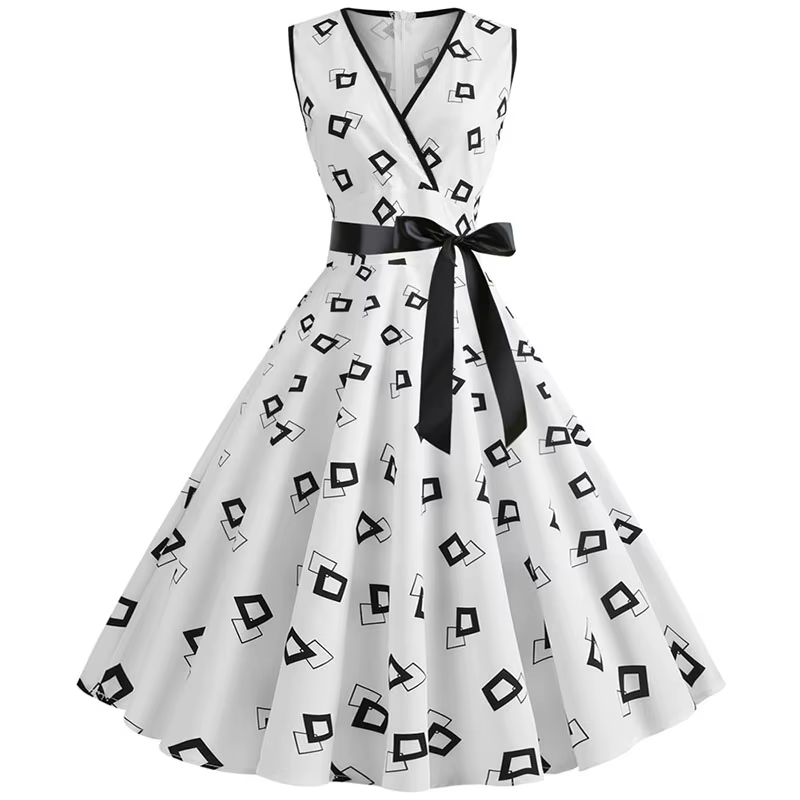 Femme robes rétro Audrey Hepburn années 1950 60 Rockabilly à pois nœud Pinup balle cultivée Robe de soirée robes
