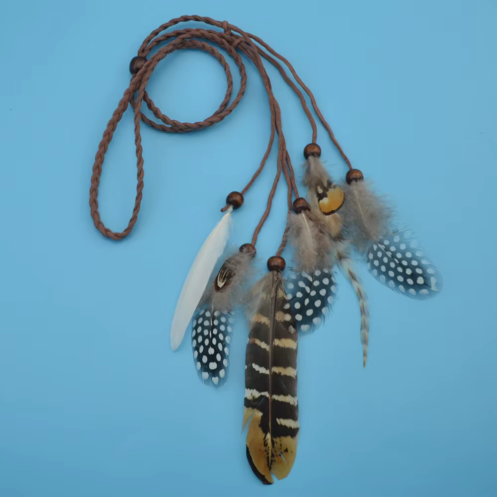 Bandeau de Sauna en Plumes de Style Boho, Coiffe, Cheveux Tribaux, Corde, Pièces de Sauna, Hiphelicopter, ix, Bijoux Indiens, Mode Gitane